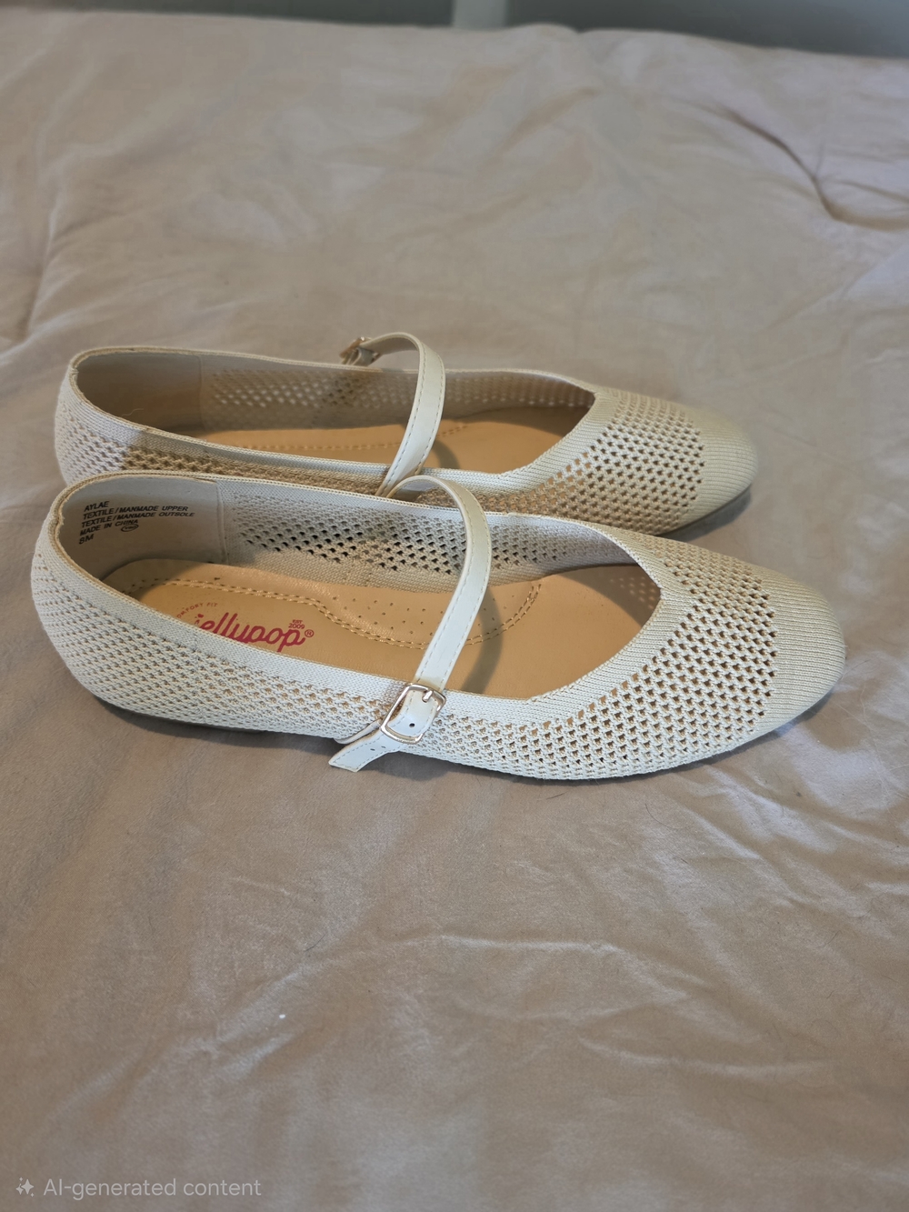 Jellypop Cream Knit Mary Jane Flats